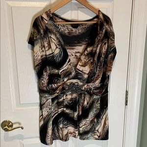 torrid Brown, Black & Cream Abstract Surplice Blouse